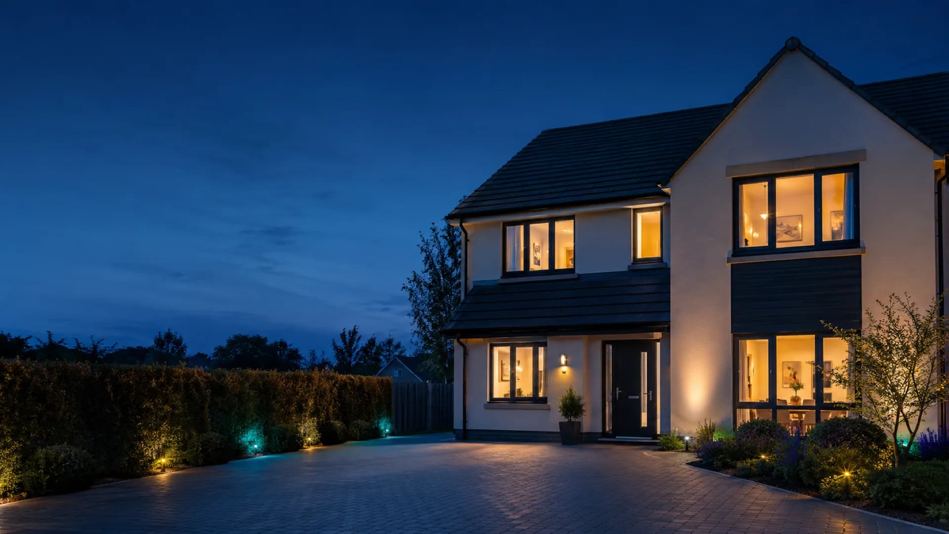 Modern UK home at dusk representing energy comparison and household savings